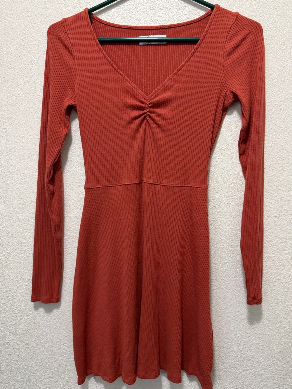 Hollister burnt orange ribbed mini dress, XS